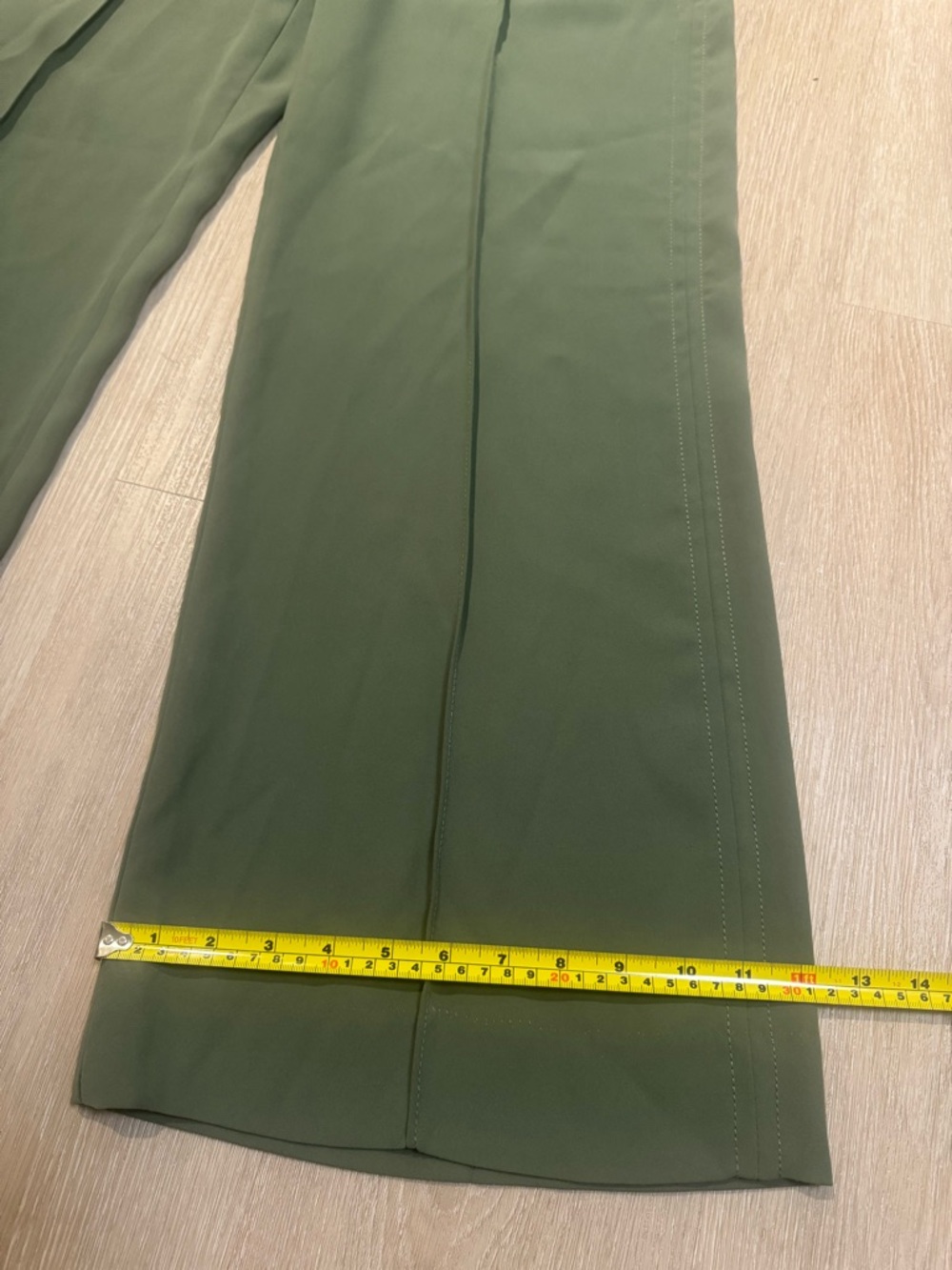 Olive Green Belted Wide Leg Trousers High Waist Tailored Minimalist Chic - Picture 6 of 8
